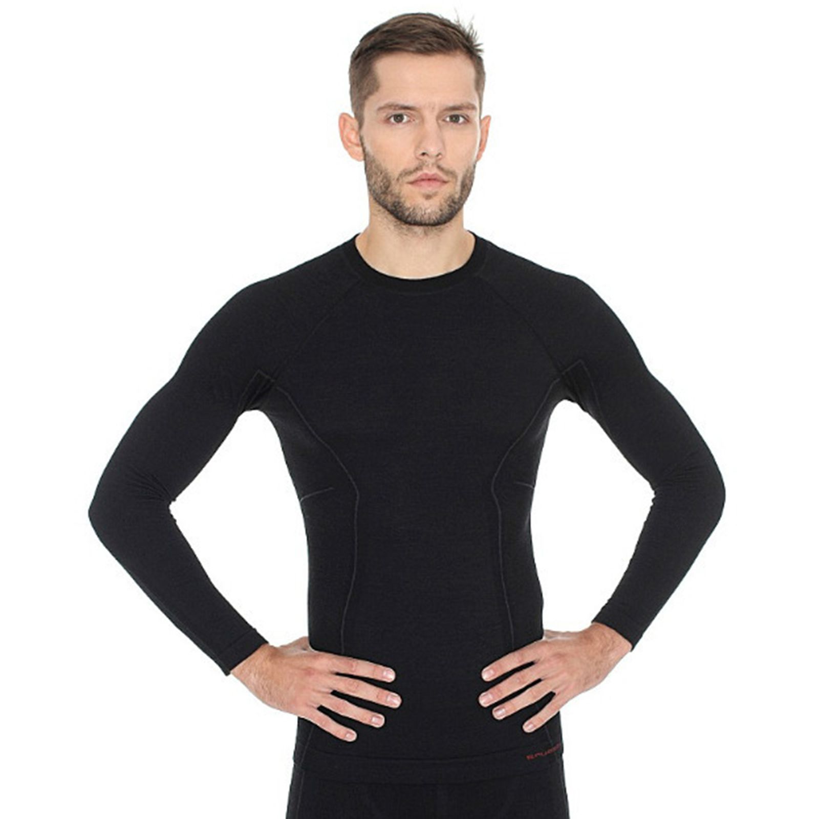 Термобелье мужское Brubeck футболка с длинным рукавом шерсть мериносаACTIVE WOOL (черная, L). Скидка 539 руб.